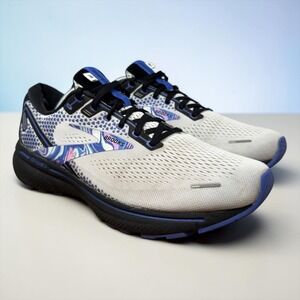 Brooks Ghost 14 Running Shoes Mens 11.5 White Blue Marble Print 1103691D145